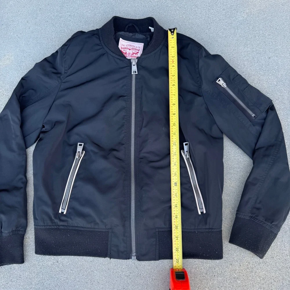 Levi's Men Bomber Jacket Black Full Zip Flight Jacket‎ Utility Pockets Medium